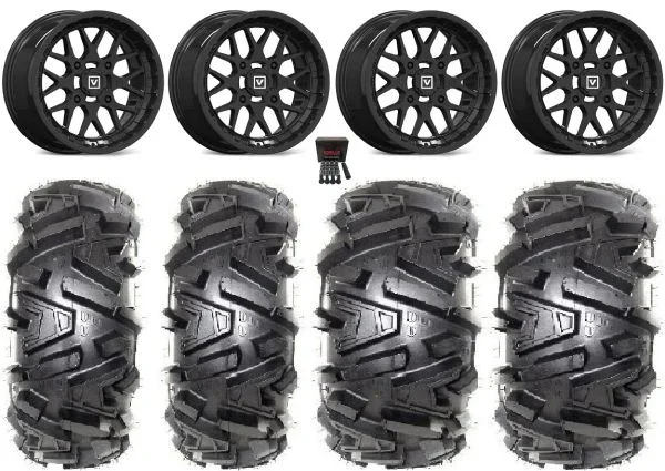 Valor V03 14″ Wheels Black 26″ Moto MTC Tires Kawasaki Teryx Mule