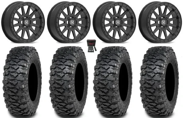 Valor V05 Beadlock 14″ Wheels Bk 28″ Savage XT Tires Sportsman 550 850 1000