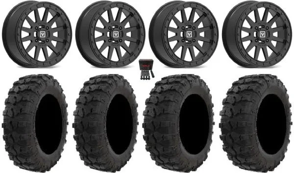 Valor V05 Beadlock 14″ Wheels Black 29″ Dual Threat Tires Sportsman 550 850 1000