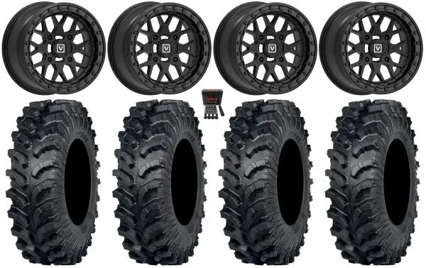 Valor V07 Beadlock 15″ Wheels Black 32″ MT911 Tires Can-Am Commander Maverick Renegade Outlander Defender