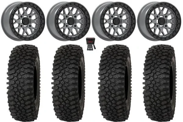 Valor V07 Beadlock 15″ Wheels Graphite 33″ Roctane ST Tires Can-Am Maverick X3 / Honda Pioneer 1000 / Talon