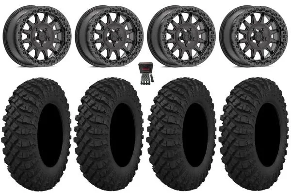 Valor V09 Bdlk 15″ Wheels Charcoal 30″ Crawler XP Tires Polaris RZR Turbo R & Pro R Ranger 1500 Xpedition