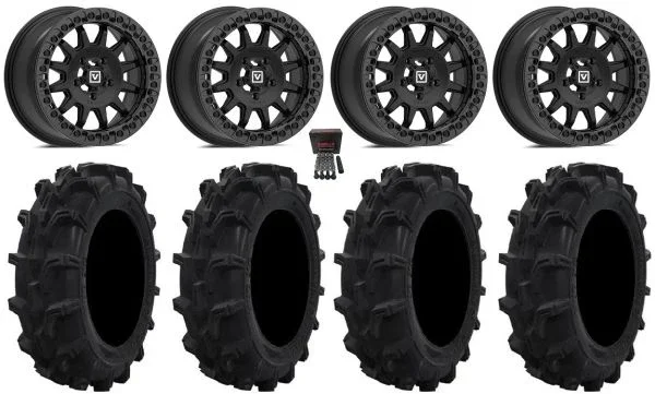 Valor V09 Bdlk 15″ Wheels SB 30″ Mud XC Tires Polaris RZR Turbo R & Pro R Ranger 1500 Xpedition