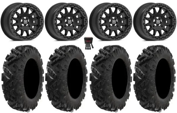 Valor V09 Beadlock 15″ Wheels Black 28″ Attack 2.0 Tires Kawasaki Mule Pro FXT KRX / Yamaha Wolverine RMAX / YXZ 2019+