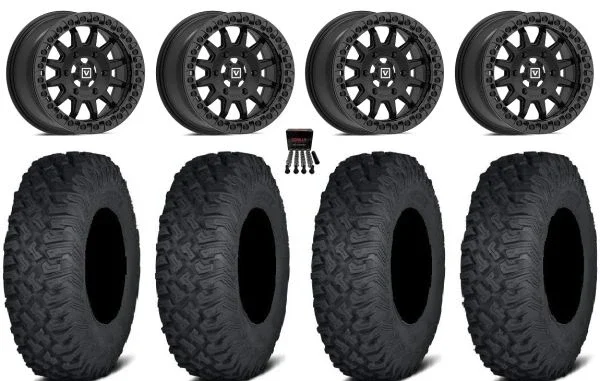 Valor V09 Beadlock 15″ Wheels Black 33″ Coyote Tires Can-Am Maverick R