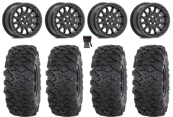 Valor V09 Beadlock 15″ Wheels Charcoal 33″ Roctane T4 Tires Polaris RZR XP 1000 / PRO XP / Ranger XP 900/1000