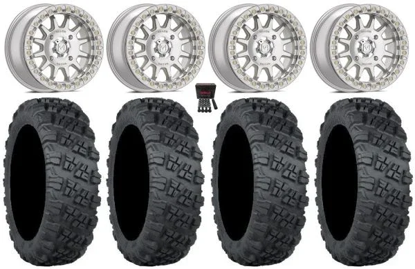 Valor V09 Beadlock 15″ Wheels Mh 30″ Versa Cross V3 Tires Kawasaki Mule Pro FXT KRX / Yamaha Wolverine RMAX / YXZ 2019+