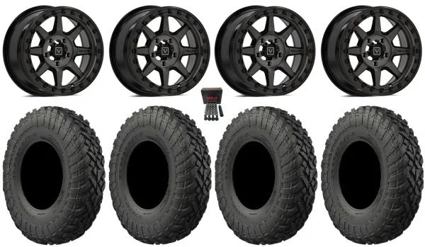 Valor V13 Beadlock 15″ Wheels Dark Tint 35″ Gripper T/R/K Tires Polaris RZR Turbo R & Pro R Ranger 1500 Xpedition