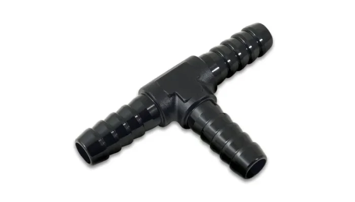 Vibrant Performance 1/4 in Hose Barb x 1/4 in Hose Barb x 1/4 in Hose Barb Adapter Tee – Black