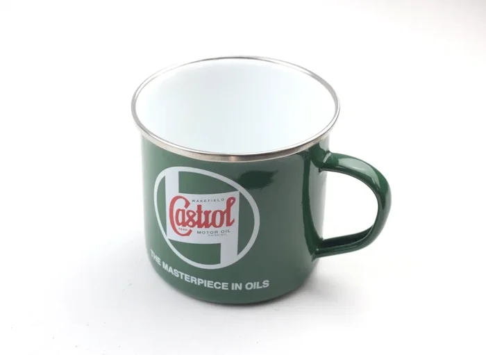 Vintage Castrol Classic Enamelled Tin Mug Retro Style Castrol Cup Brand New