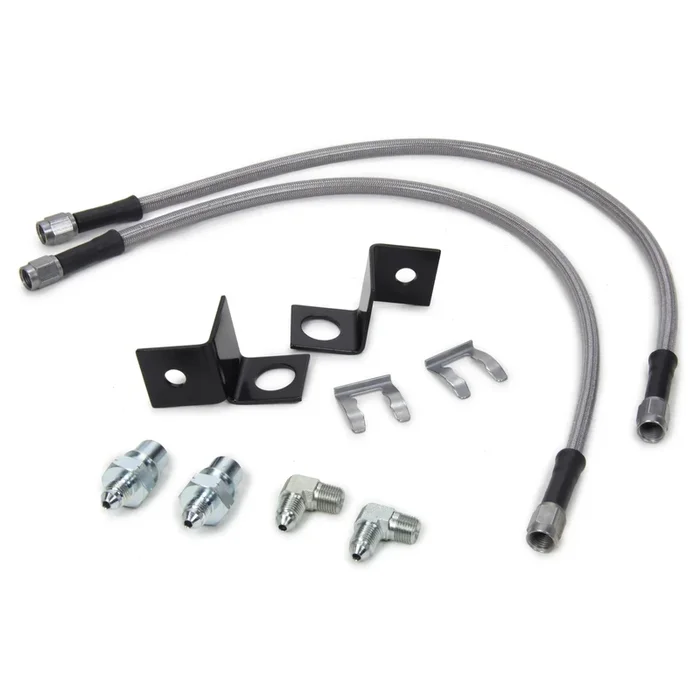 Wilwood Flexline Brake Hose Kit – DOT Approved – 18 ” – 3 AN Hose – 3 AN Straight Inlet – 3 AN Straight Outlet – Fittings – Braided Stainless – Front