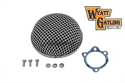 Wyatt Gatling Chrome Round Mesh Air Cleaner for Harley Davidson by V-Twin 5.5″