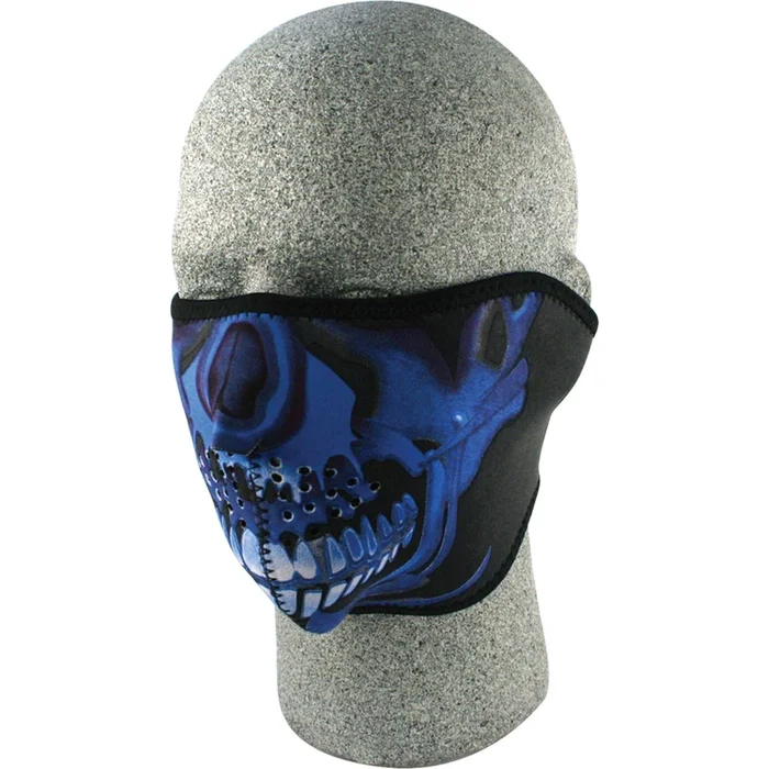 Zan Half Face Mask Blue Chrome Skull [MPN: WNFM024H]